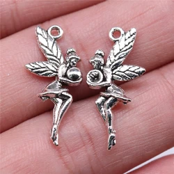 WYSIWYG 10pcs 26x11mm Vintage Fairy Angel Pendants Charm For Jewelry Making 2 Colors Angel Elf Charm Pendants