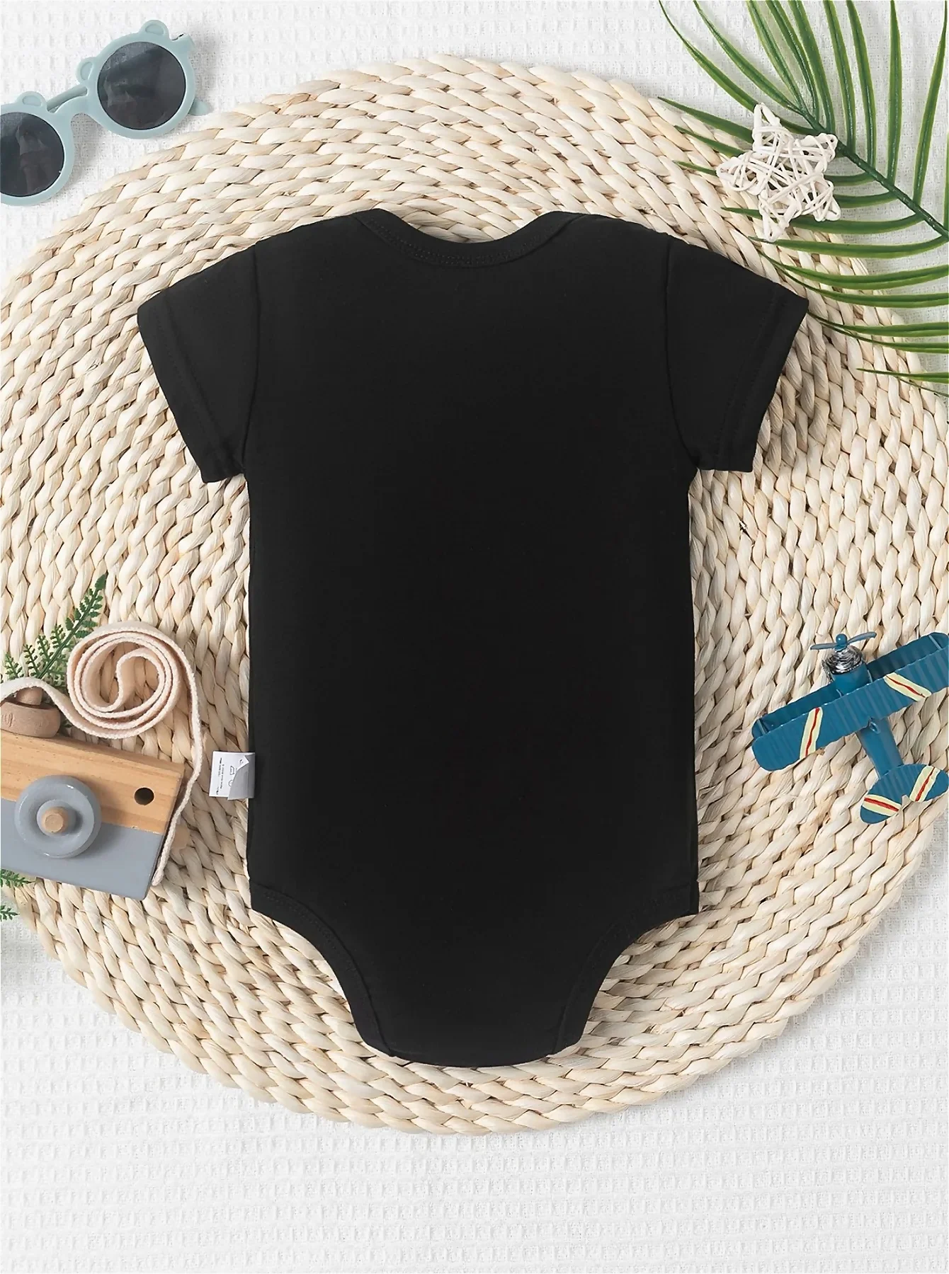 Combinaison imprimée «nouveau pour bébé, combinaison triangle décontractée et douce à manches courtes, adaptée à l'extérieur