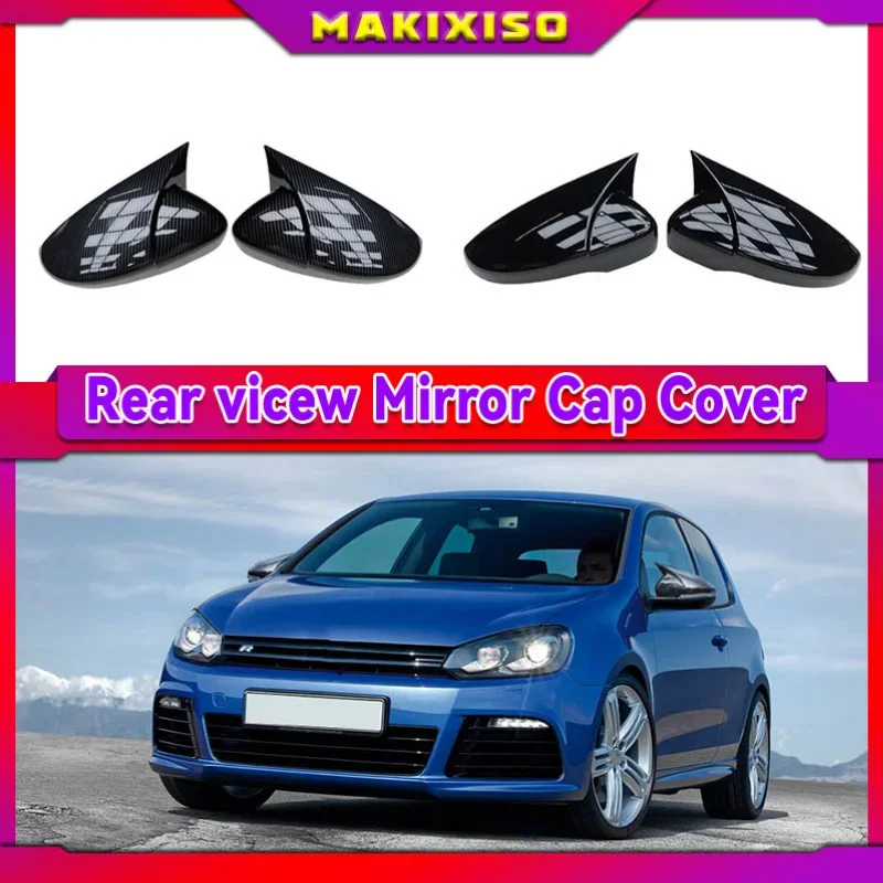 

For Volkswagen GOLF 6 VI MK6 GTI R Line R20 Touran Carbon Fiber Pattern Mirror Case Black Side Wing Rearview Mirror Cover