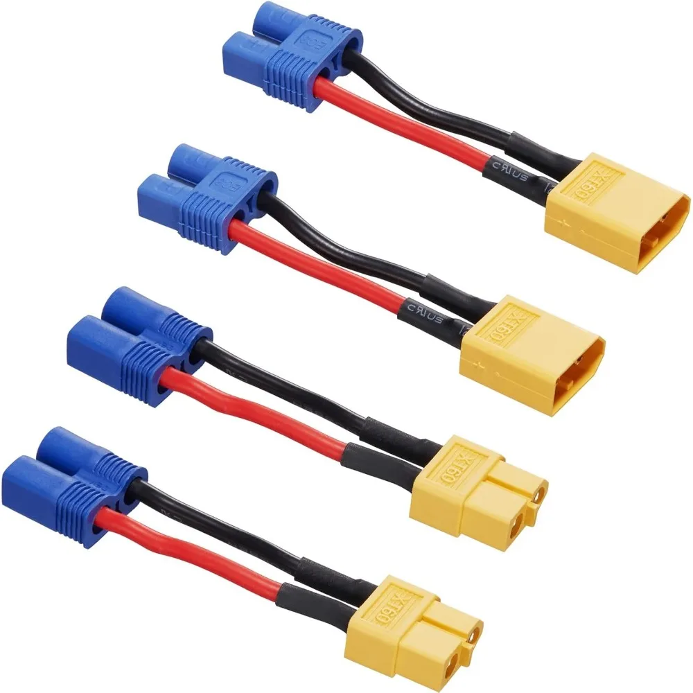 

XT60 to EC3 Battery Adapter 16AWG 5CM Cable 4 Pack for RC Drone Car Lipo NiMH Charger