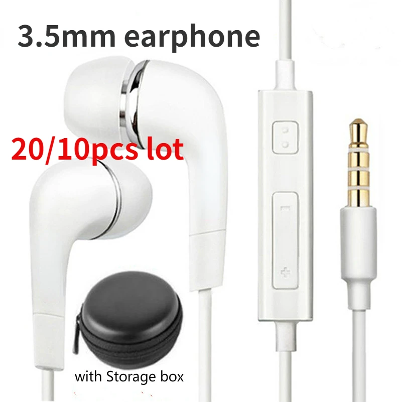 20/10pcs Set EHS64 3.5mm Earphone With Storage Bag for Samsung S10 S9 S8 S7 3.5mm earburd Headset for Huawei Xiaomi Wholesale