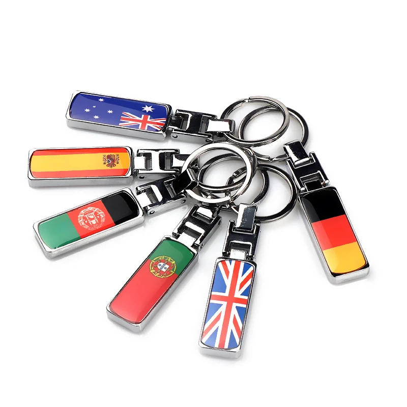 Llavero 3D de epoxi con bandera nacional de Rusia, Italia, Alemania, España, Japón, Francia y Suecia para coche o motocicleta.
