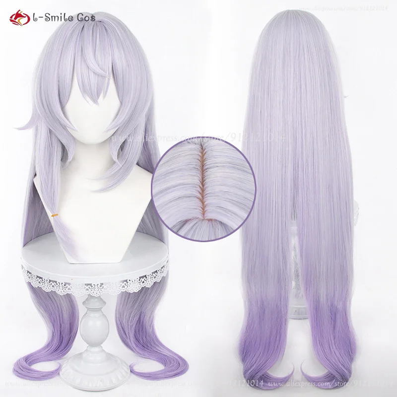 

Anime Black Swan Cosplay Wig 95cm Long Light Purple Gradient Cruly Wigs Heat Resistant Synthetic Hair Halloween Wig + Wig Cap