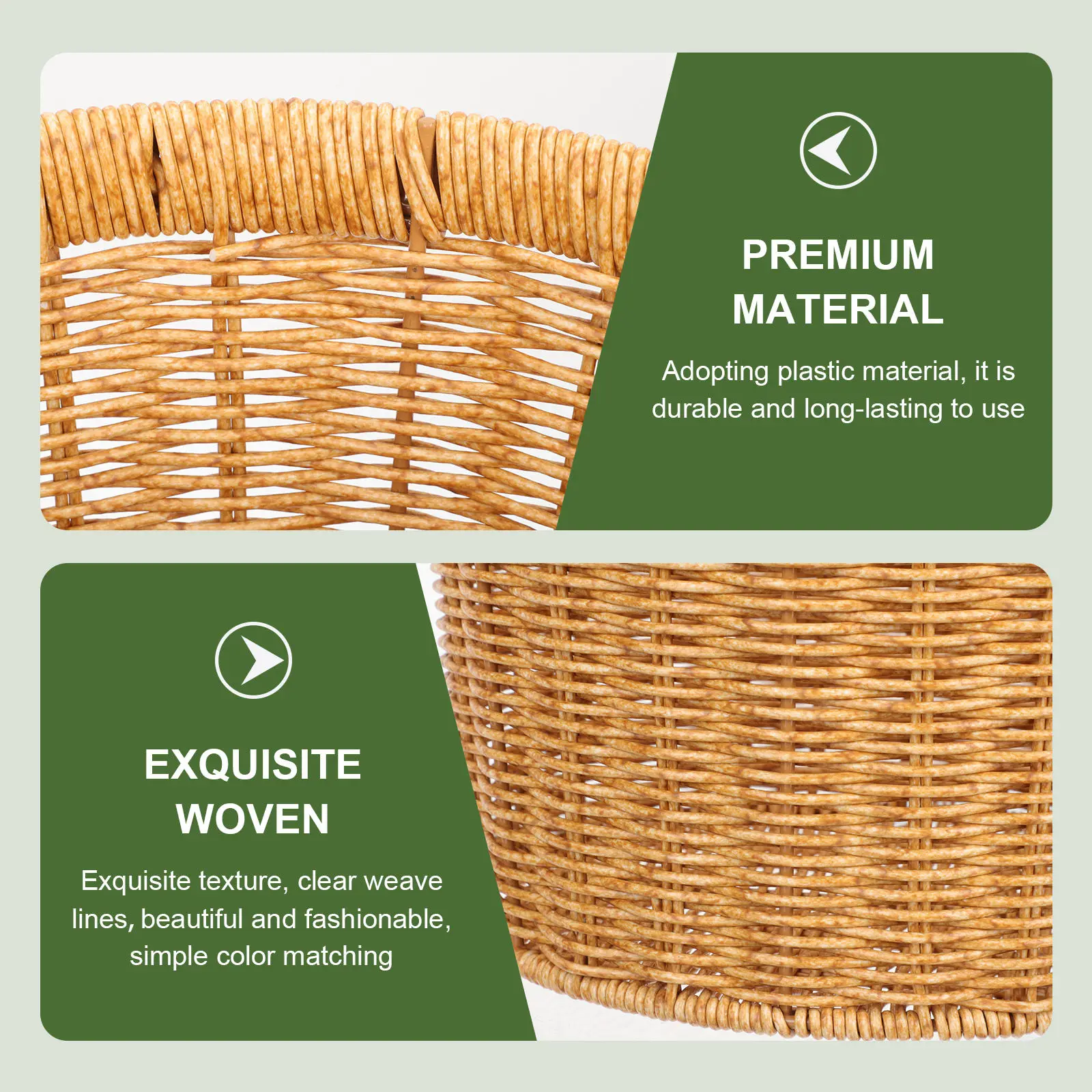 

Корзина для хранения для дома, пластиковая, с плетеным дизайном под ротанг, в деревенском стиле, натуральная эстетика, тонкая работа, для гостиной, кабинета, корзина для мусора