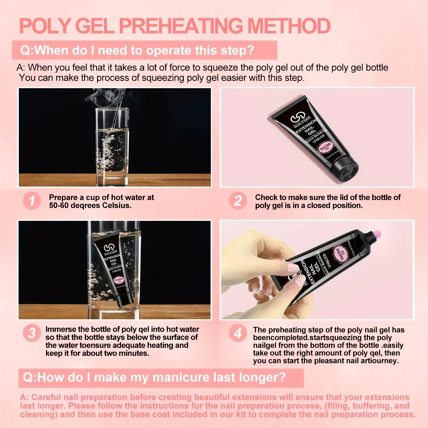 Poly Gel Extension Tool Set, Including 30ml of Cleaner fluid, 7.5ml Base Coat and Top Coat， Nail Mold, Nail Clip And Nail Brush