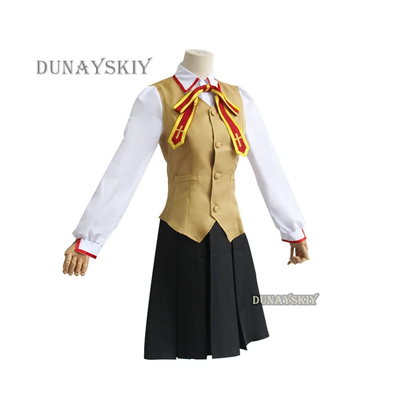 Anime Game Fate/stay Night Tohsaka Rin Cosplay Costume Wig Red Devil Wig Long Coat School Uniform Skirt Woman Kawaii Campus Suit