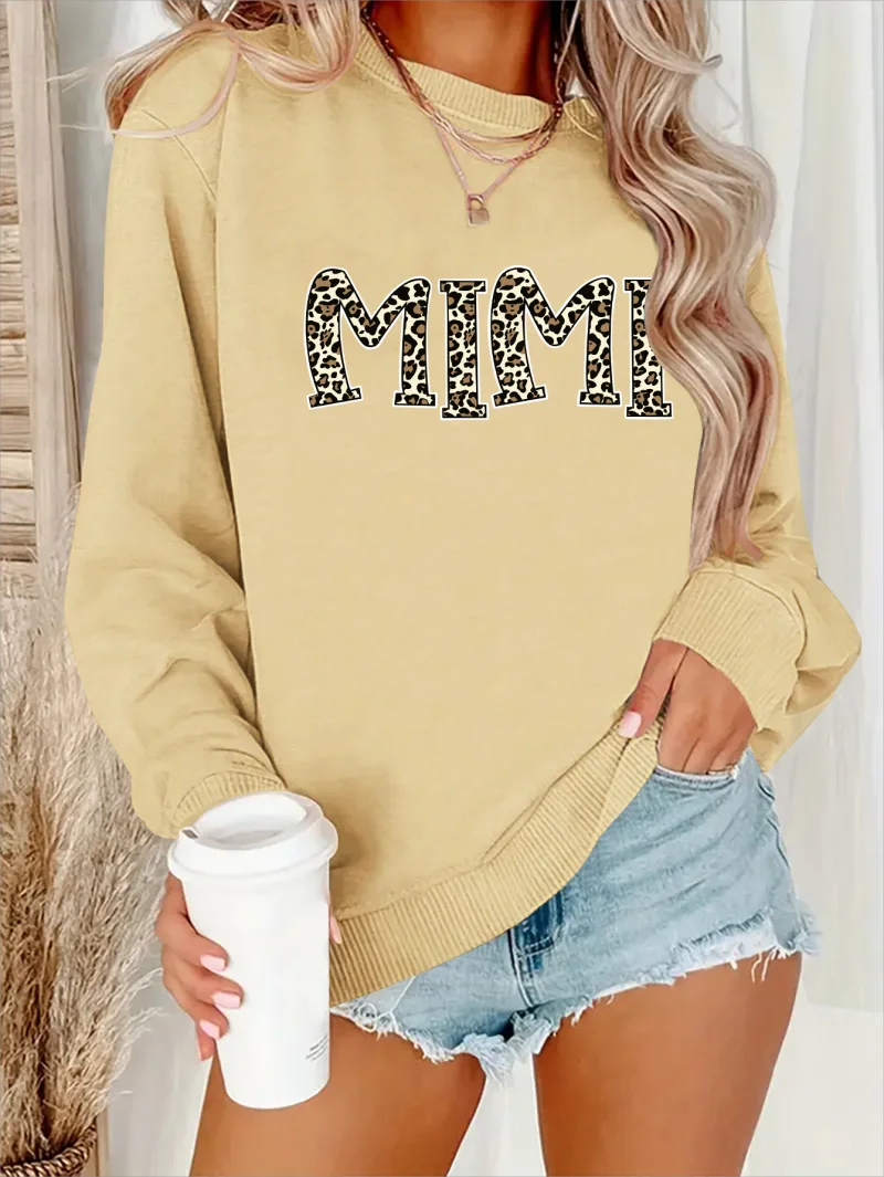 2024 new women's hoodie cute cartoon letter style printed long-sleeved hoodless crewneck sweatshirt loose casual women's clothes