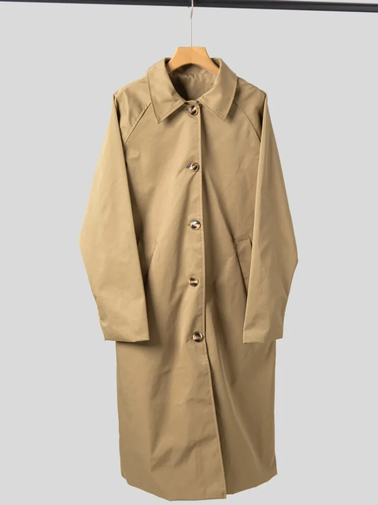 

Elegant Plaid Long Trench Coat Women Fashion Retro Loose Single-breasted Windbreaker 2025 New Autumn Winter High Street Coats