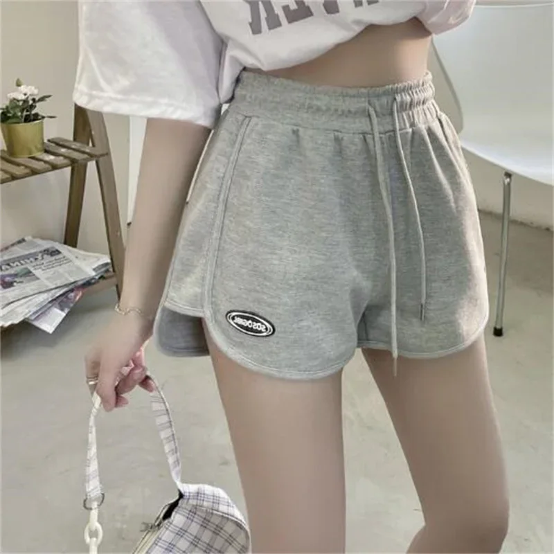 Women's Casual Drawstring Sports Shorts, Thin High Waist Yoga Shorts, Loose Running Shorts, Straight Pants