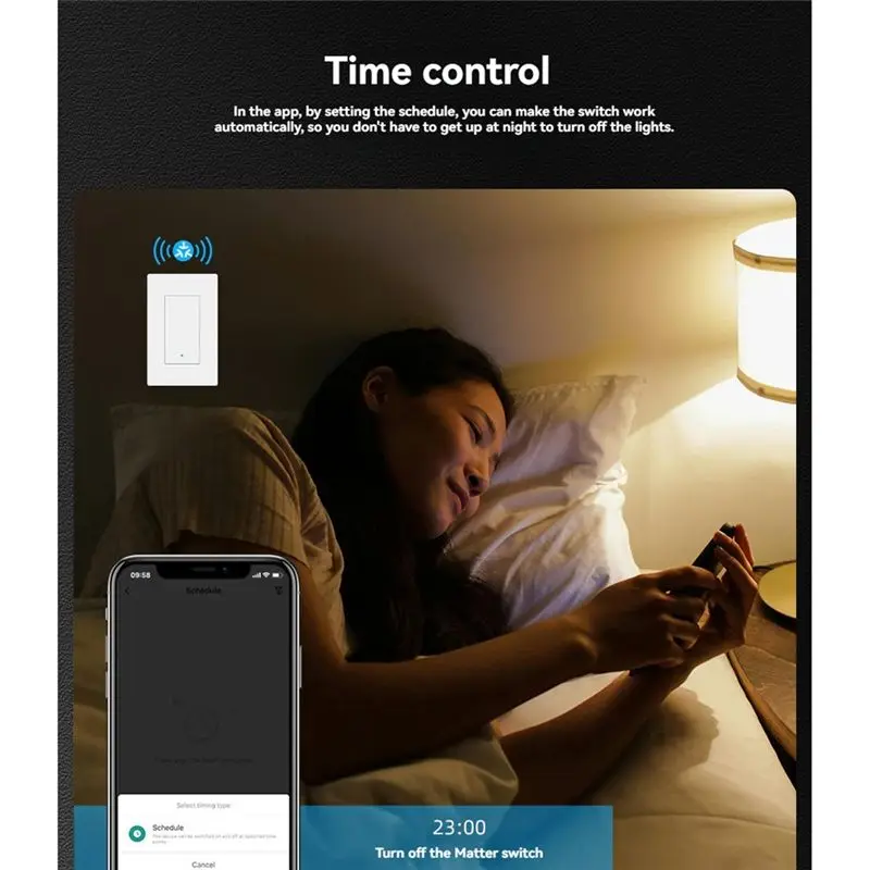 Matter Wifi Smart Switch For TUYA/Google/Smartthings Single-Way Button Wall Light Control Via Voice, App