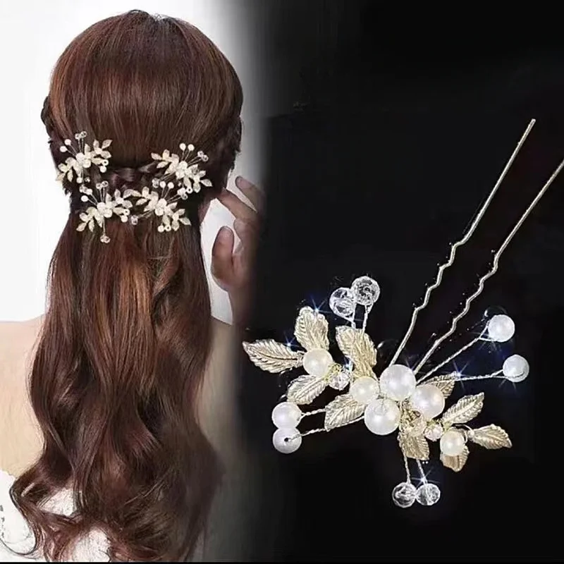 Wedding Hair Combs U Shape Pearl Hair Clips Accessories for Women Head Ornaments Jewelry Bridal Headpiece Hairstyle Design Tools