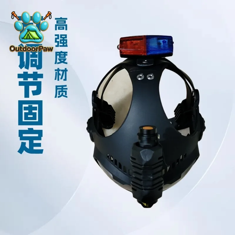 Working dog k9 tactical helmet with strong light flashlight red and blue flash outdoor duty smart wearable equipment