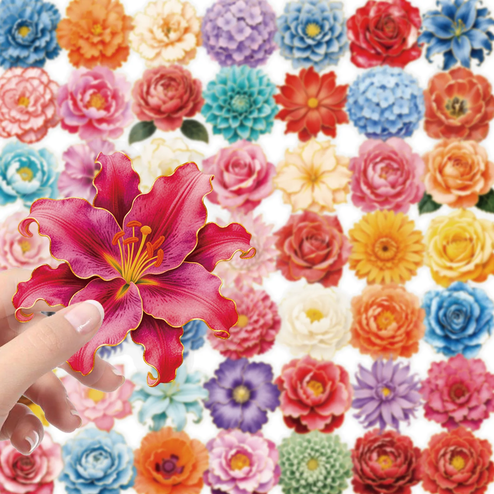 

10/30/56PCS Creative Nostalgic Watercolor Flower Stickers DIY Floral for Water Cup Phone Computer Notebook Stationery Luggage