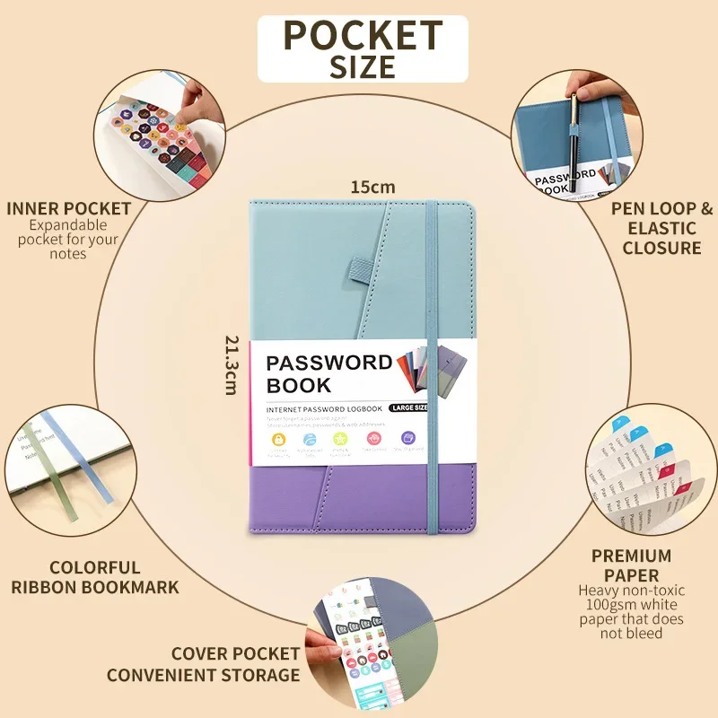 A5 Password Book Notepad with Alphabet Tabs Notebook Agenda Notebooks Diary and Notepads Writing Pads Office School Supplies