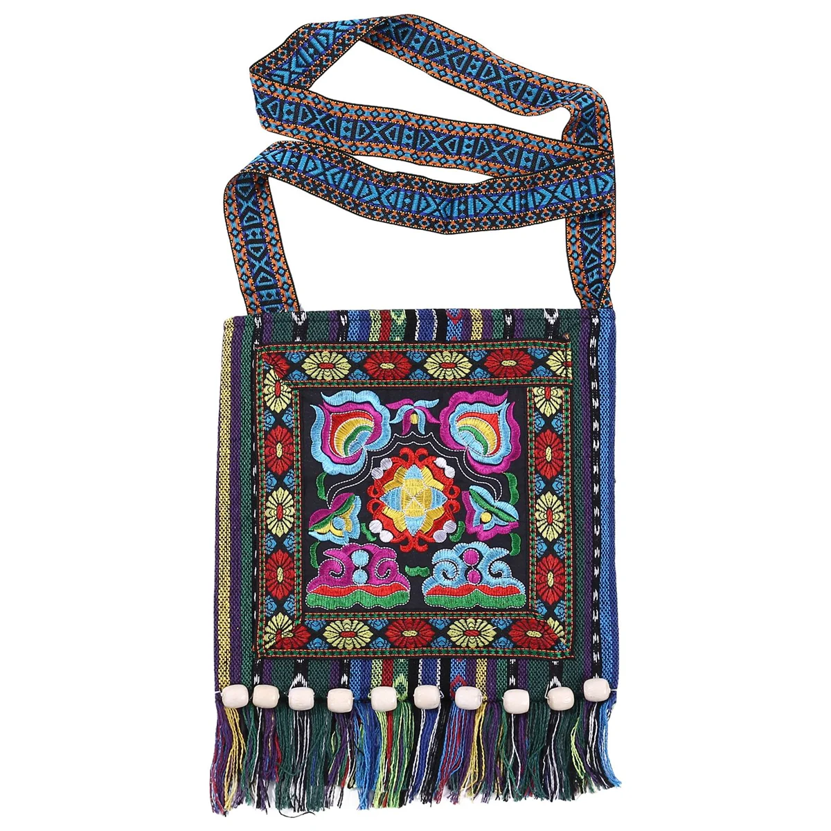 Hmong Vintage Chinese Nationale Stijl Etnische Schoudertas Borduren Boho Hippie Kwastje Tote Messenger