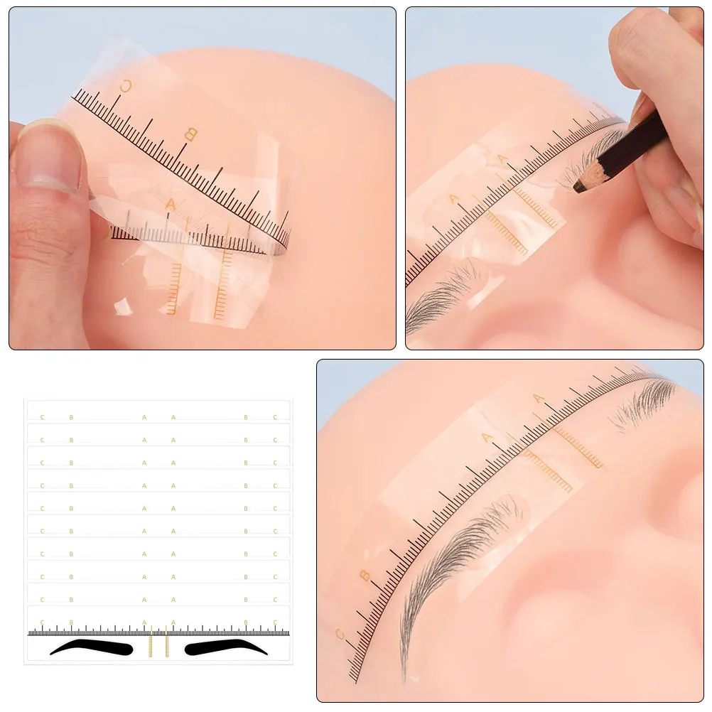 50Pcs Eyebrow Drawing Tool Measuring Ruler Eyebrow Positioning Shaping Stencil for Professional Brow Tattooing Makeup