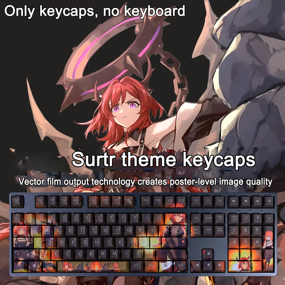 108 kunci/set Arknights Keycaps PBT Dye Subbed Weedy debu Ines Keycap Cherry Anime kartun Gaming topi kunci untuk ANSI 61 104 108