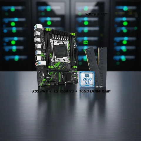 MACHINIST X99 PR9 Motherboard Kit set LGA 2011-3 Set Intel Xeon E5 2650 V3 CPU And DDR4 16GB(2*8GB) RAM Optional combo usb3.0