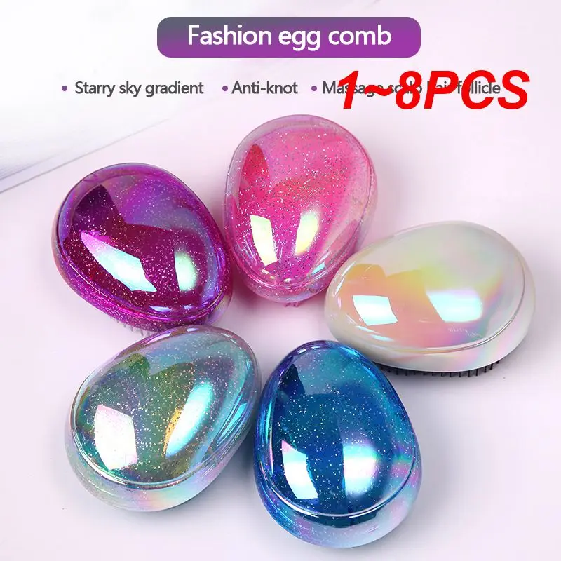 1~8PCS Mini Hair Brush Egg Round Shape Soft Hairbrush Detangling Hair Brush Hair Styling Hairdressing Comb For Travel