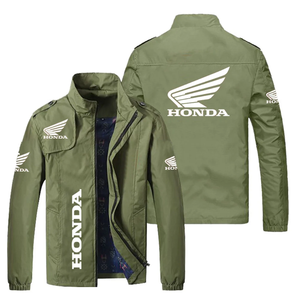 2025 New Honda Racing Suit Men's Windproof Jacket Motorcycle Jacket Zipper Long Sleeved Men's Standing Collar Racing Suit