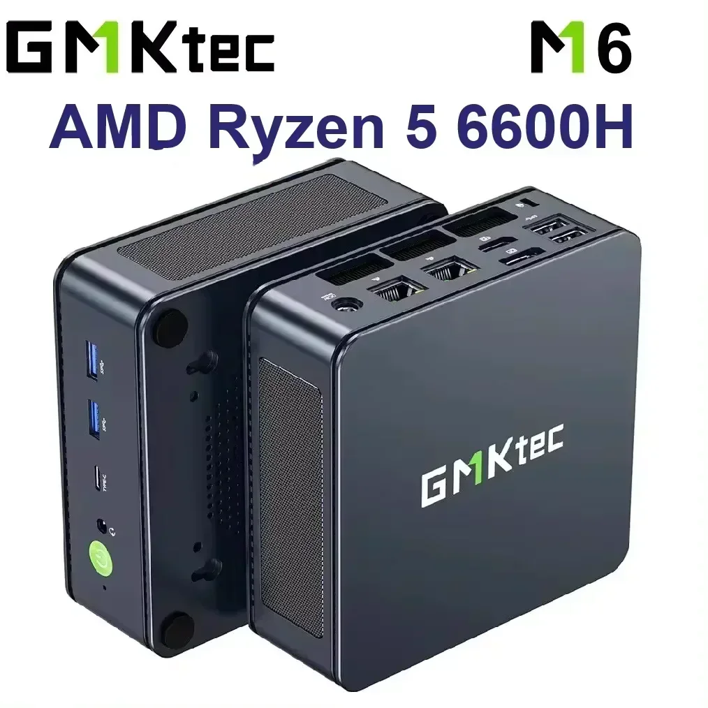 GMKtec M6 Ryzen 5 6600H Gamer MINI PC WIFI6 BT5.2 Wins 11 DDR5 PCIe3.0 Nvme SSD Triple Display Dual LAN Desktop Computer