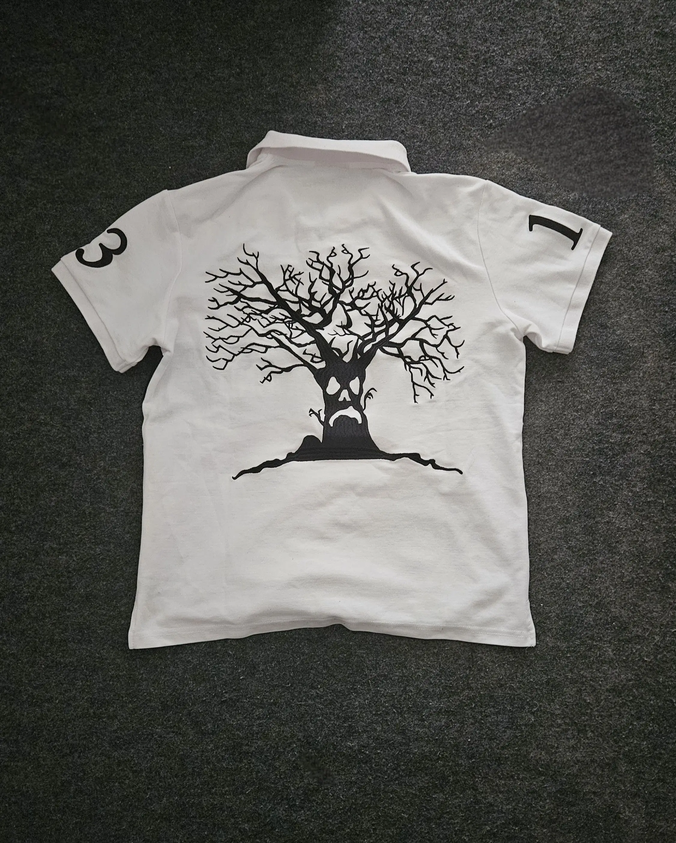 American Haunted Mound Y2K T Shirts Men Women Rock Letter Embroidery Hip Hop Loose Shirt Round Neck Short Sleeve Polo Shirt Tops