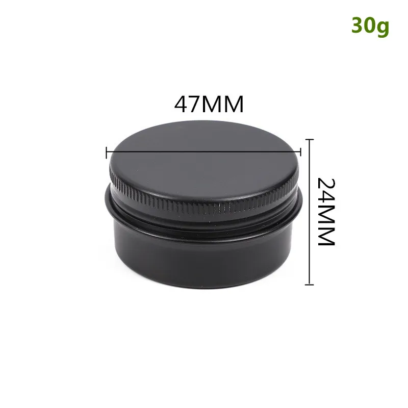 200pcs 30g/1 oz Aluminum Tin Jar Black Cosmetic Container Refillable Bottles Tea Cans Metal Box Candle Jars