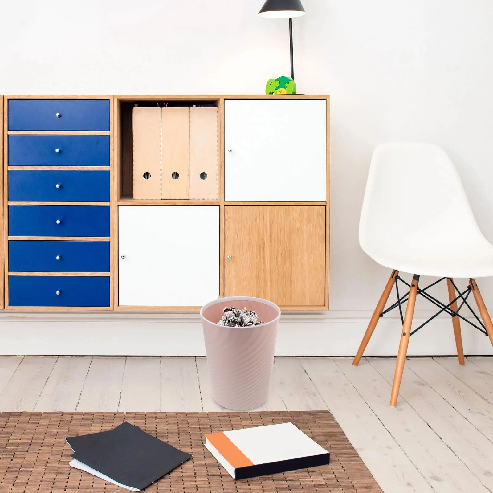 

Multipurpose Portable Trash Can Thread Style Large Opening for Office Kitchen Bathroom Bedroom Waste Bin