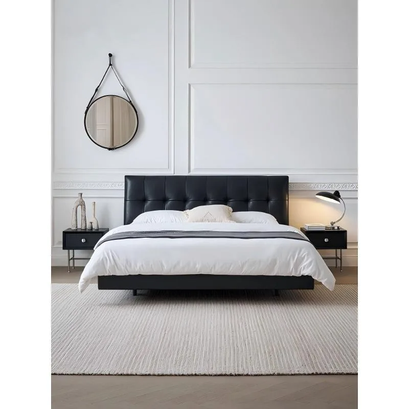Light luxury minimalist luxury leather art bed 1.8 meters bed master bedroom double premium Italian