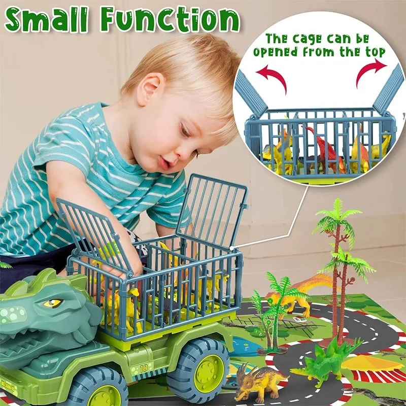 Children\'s Dinosaur Toy Car Large Engineering Vehicle Model Educational Toy Transport Vehicle Toy Boy Girl with Dinosaur Gift