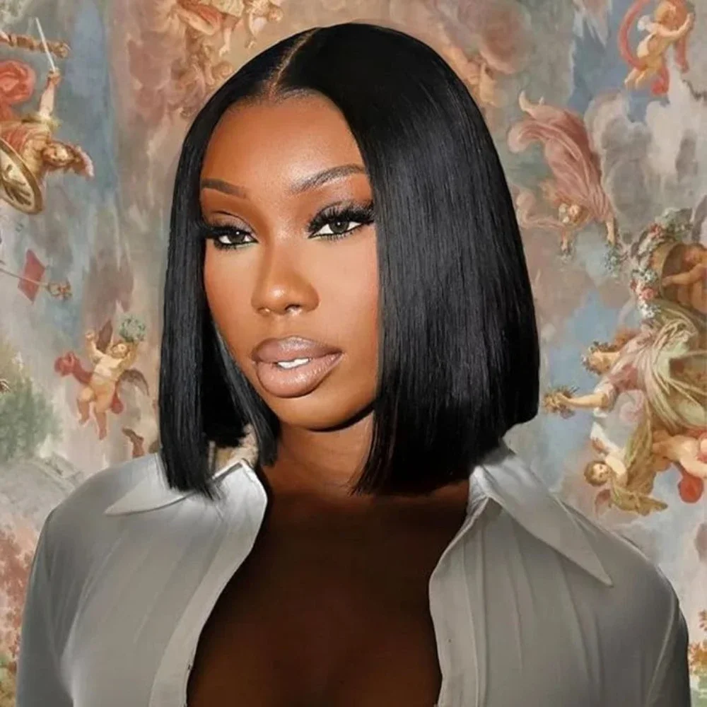 

Straight Lace Front Wig Short Bob Wig Human Hair Middle Part Lace Front Wigs Brazilian Hair Straight Bob Wig for Black Women