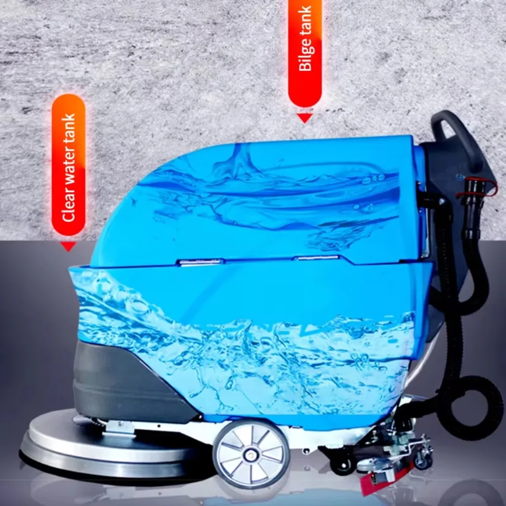 Mini Industrial Walk Behind Floor Scrubber, Blue Electric Battery Wet Dry Cleaning Machine, New Design Efficient Wash Equipment view 5