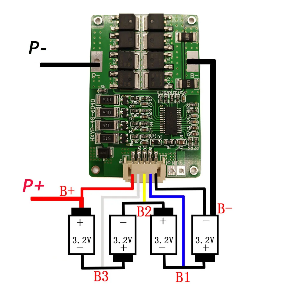 4S 18A LiFePO4 12.8V 14.4V  18650 26650 BMS  Battery Protection Board For 12V  4 Cell-Pack With Balancing