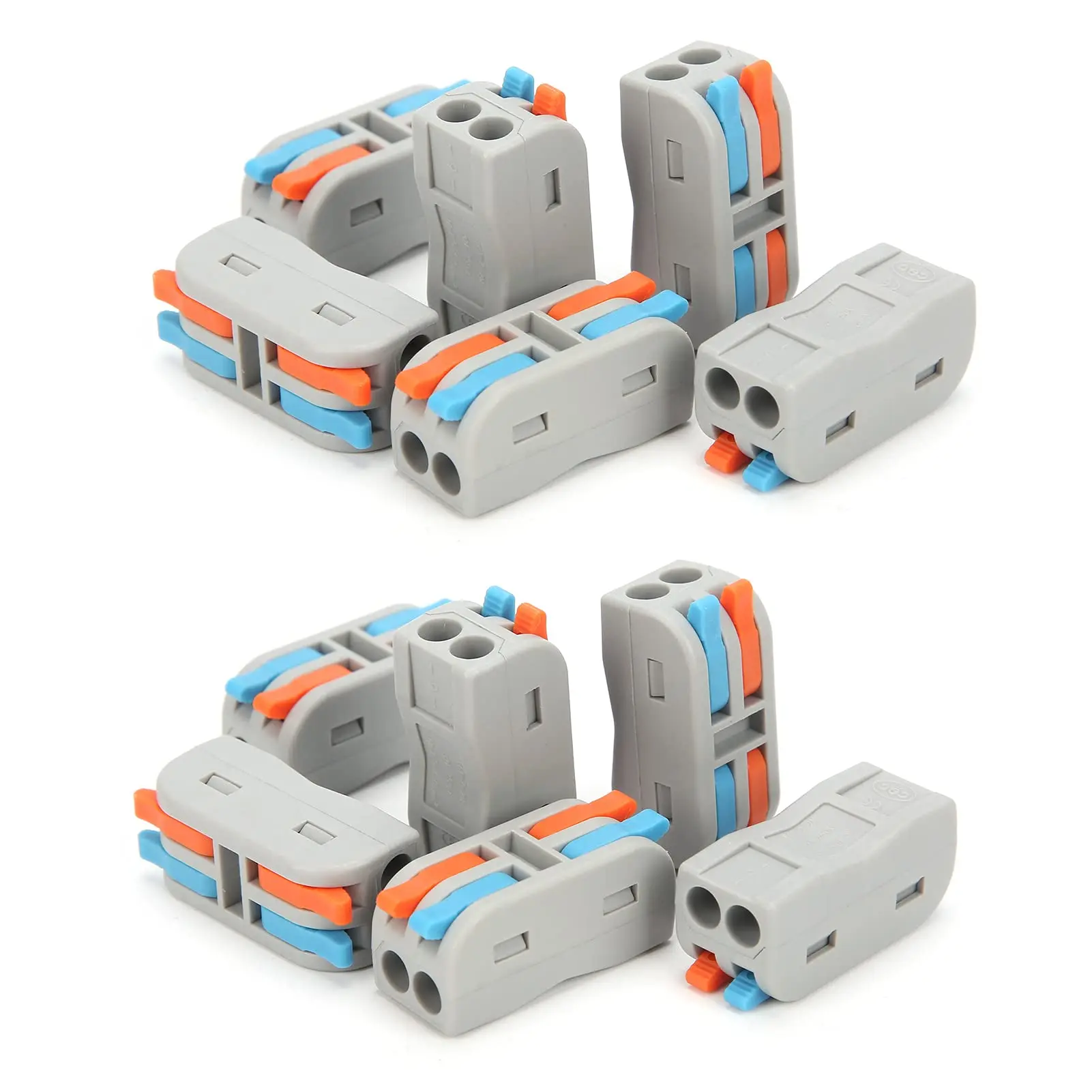 10Pcs Wire Conductor Connector Mini Lever‑Nut 2‑In‑2‑Out Fast Lighting Wire Cable Connector Terminal Block