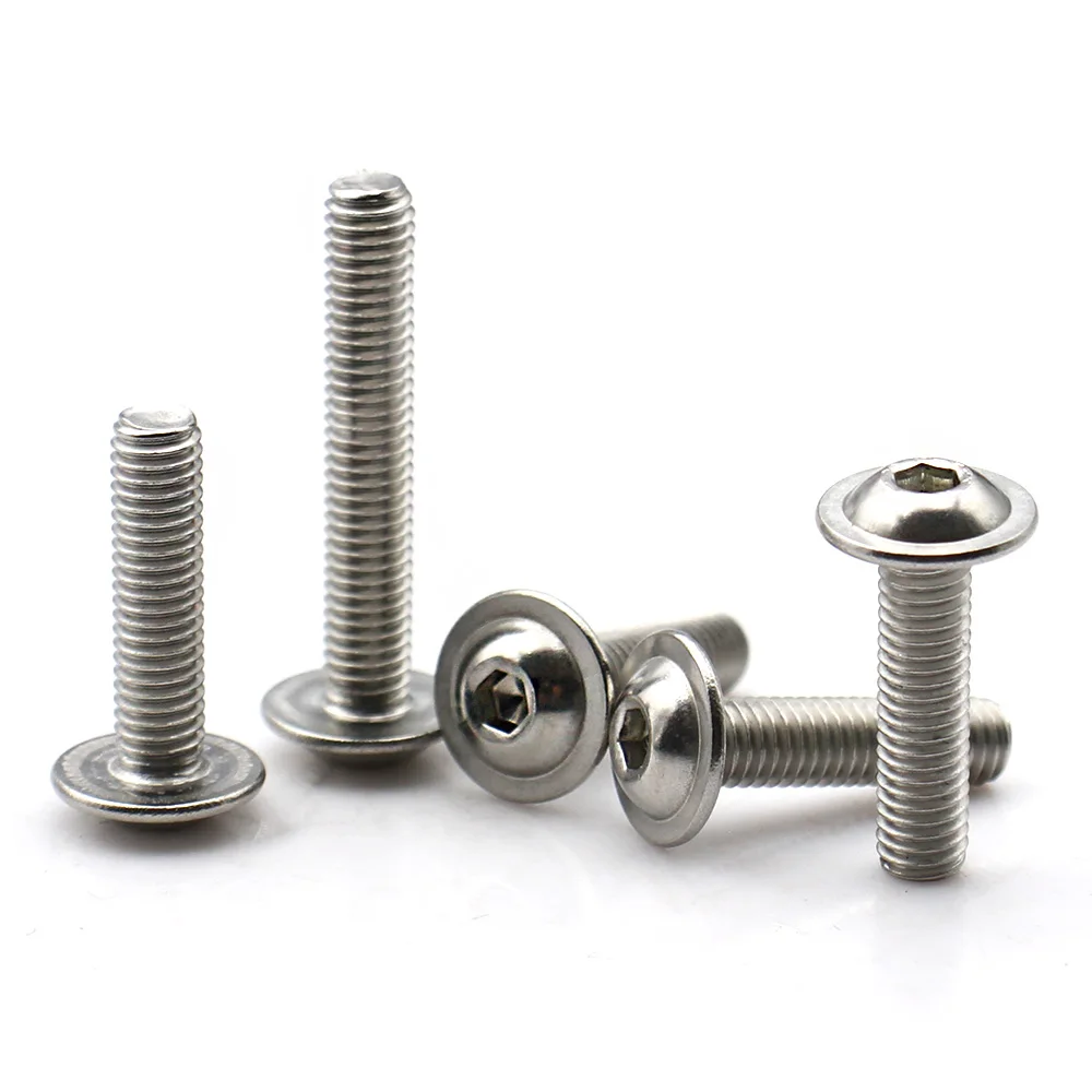 2-20pcs 304 Stainless Steel Allen Hex Socket Round Pan Head Screw Built-in Washer SEMS Screws Bolt M2 M2.5 M3 M4 M5 M6 M8 M10