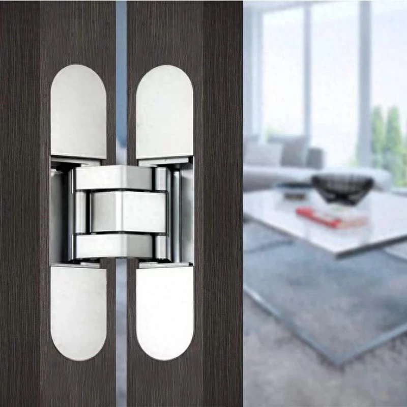 180 Degree Concealed Cross Hinge 3D Adjustable Invisible Door Hinges Zinc Alloy 3D Adjustable Invisible Hinges
