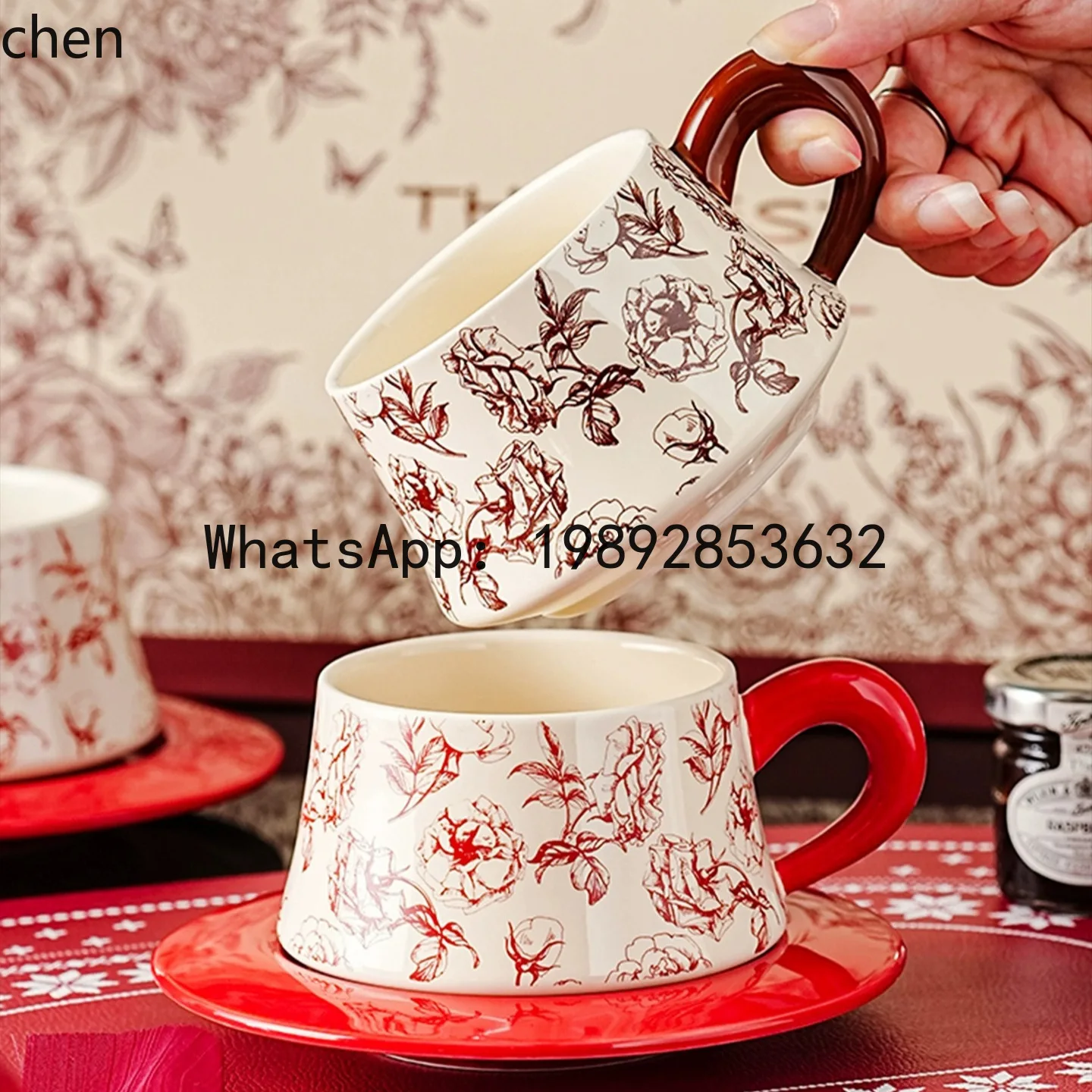 ZZ coffee cup and saucer set, high-end exquisite floral ceramic cup and saucer, a pair of wedding gifts 3