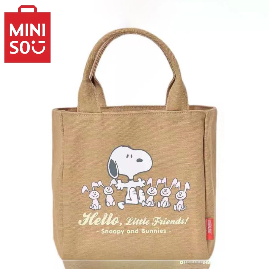 MINISO damska torba płócienna Snoopy torba urocza torebka z motywem kreskówkowym drukowana litera torba Bento torba na zakupy mała torebka