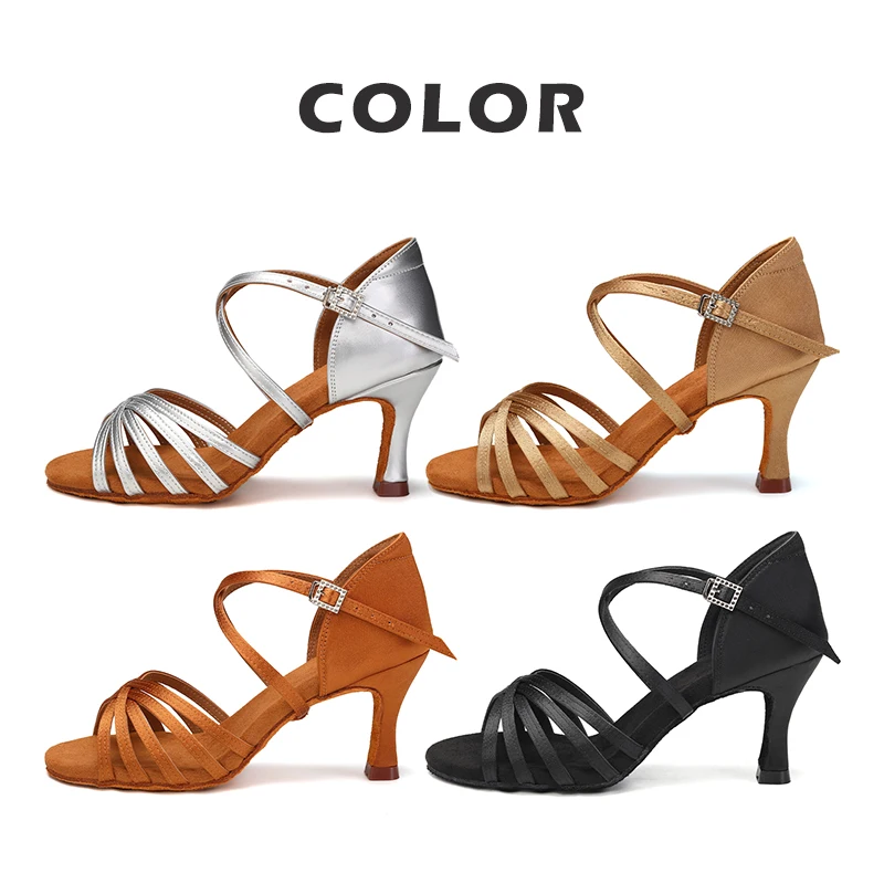 Women Latin Dance Shoes for Woman/Girls/Ladies Ballroom Modern Tango&Salsa Medium Heels Dancing Shoes Practice Training Sandal