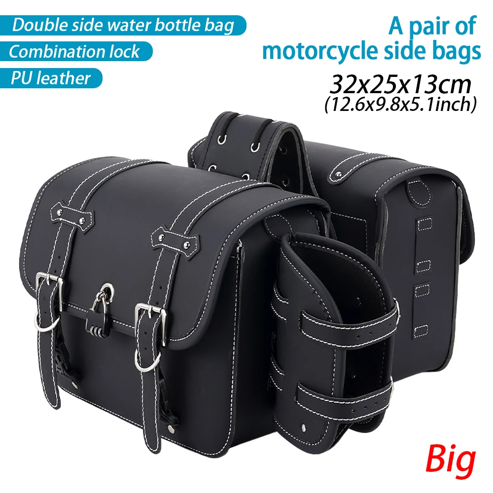 Universal Motorcycle Saddlebag Side Tool Bag PU Leather Waterproof Luggage Bag Motor Tail Luggage Suitcase For Honda/Yamaha