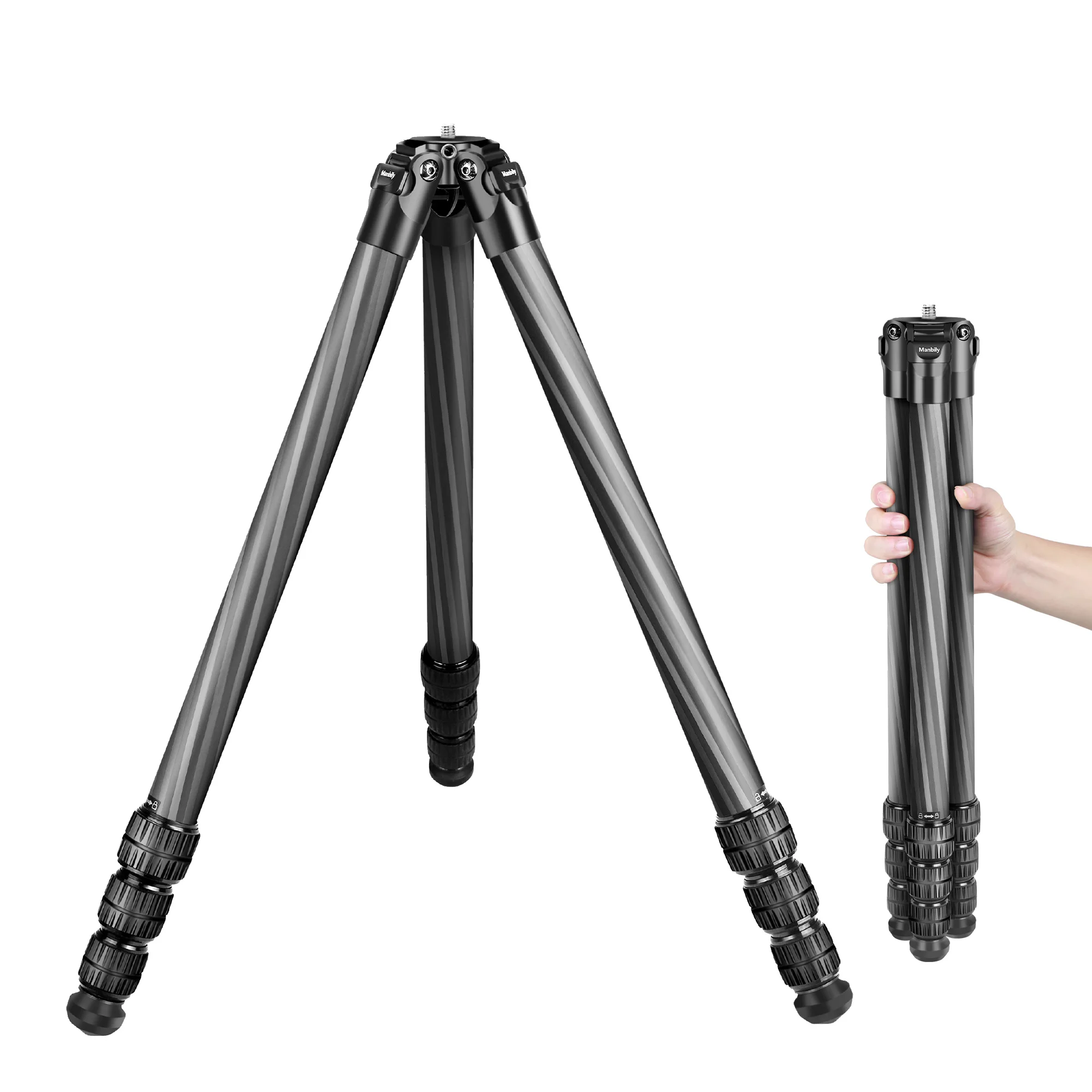 

Manbily Heavy Duty Carbon Fiber Tripod For DSLR Camera Travel Professional Max Load 20kg ,32cm Leg Tube, WZ-324PA