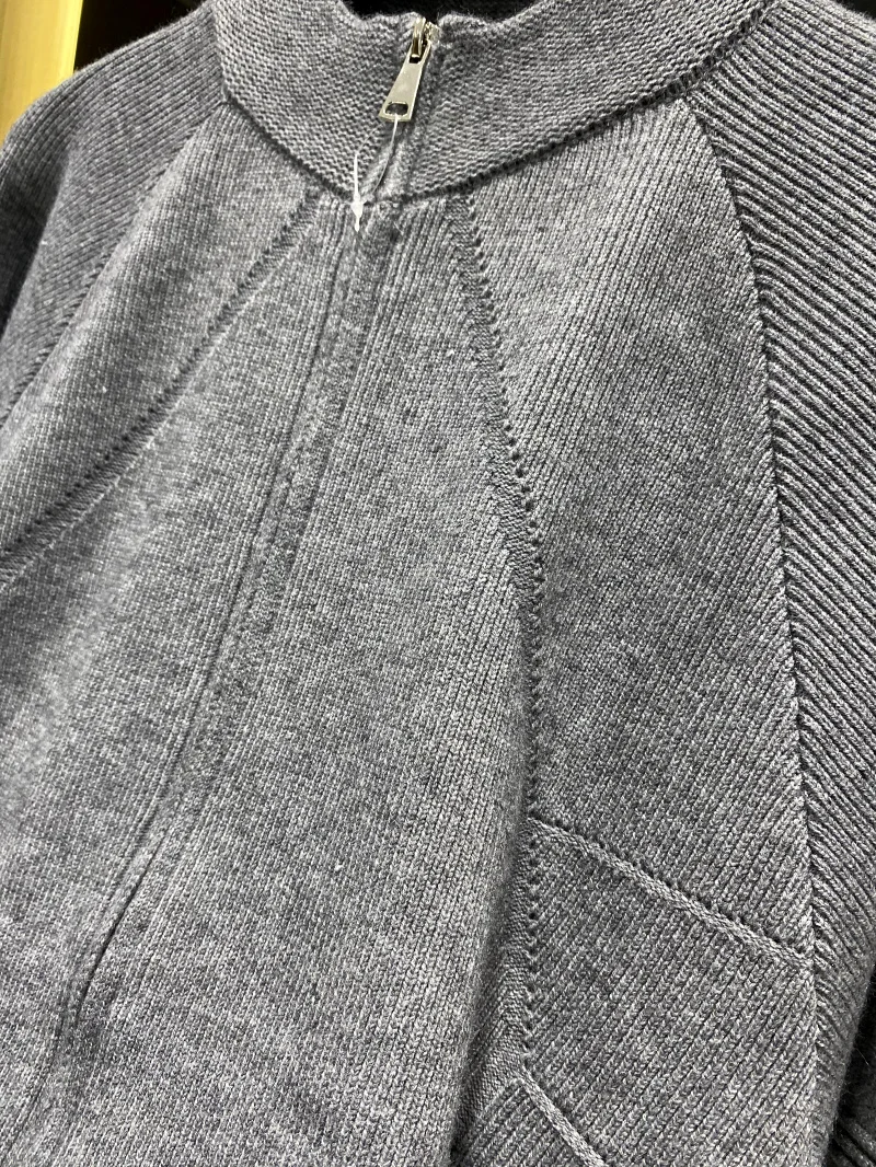 

Comfortable Knitted Men's Casual Sweater Coat Warmth Collar Autumn Winter Faion Ci Sle Zipper Decorated Soft Long Sve