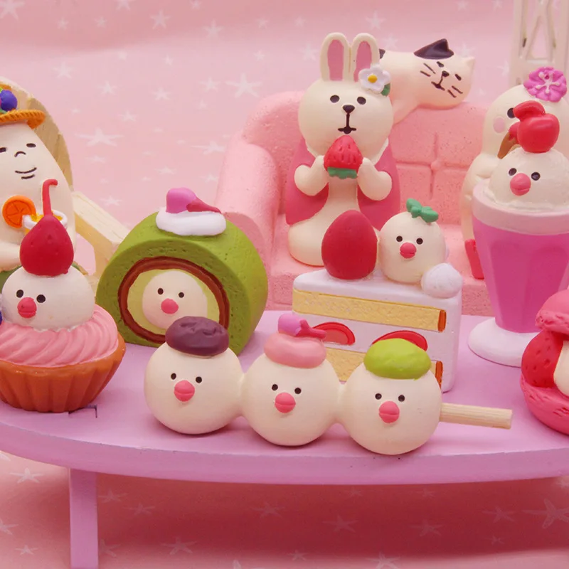 Zakka Figures Japanese Grocery Desserts Macaroon Cream Soda Pink Decoration Strawberry CAKE Food Afternoon Tea Valentine's Day