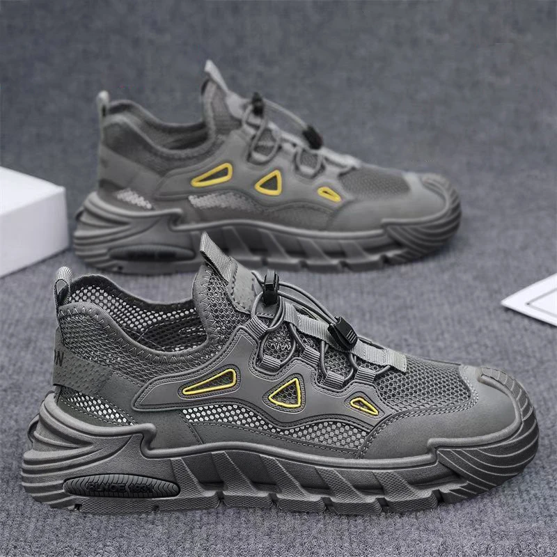 

Men's Breathable Summer Sports Casual Shoes Thin Mesh Airy Student Trendy Footwear Lightweight Comfortable PU Leather Work Boots