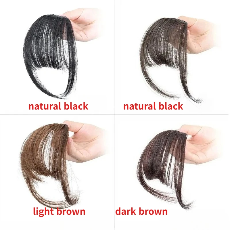 1Pc Synthetic Invisible Air Bangs Hairpiece, Natural Dark Brown Clip-in Bangs for Women view 5
