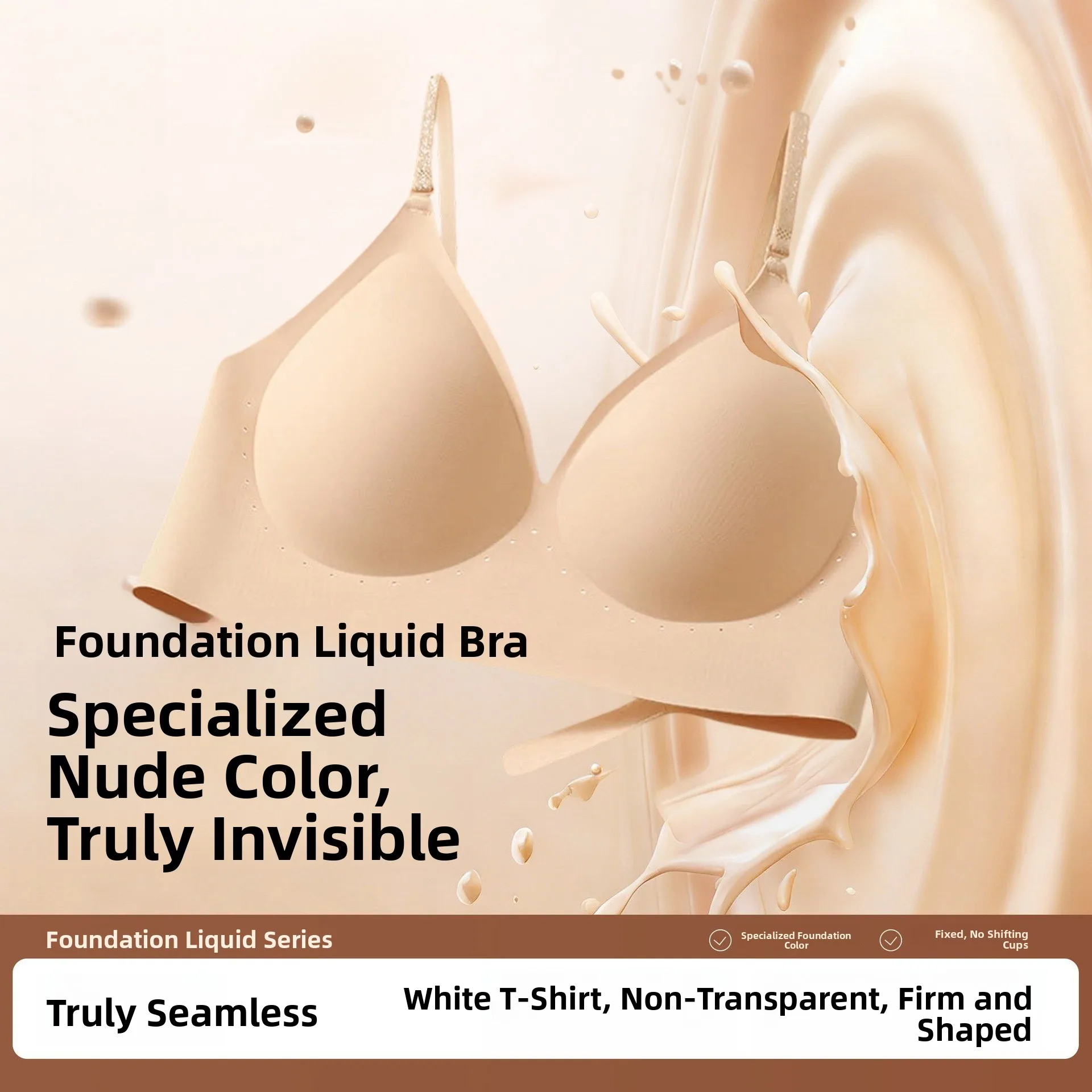 Seamless Invisible Bra Large Back Exposure Hanging Neck Back Beauty Bra Breathable Comfortable Nylon Gathered Young KUCLUT