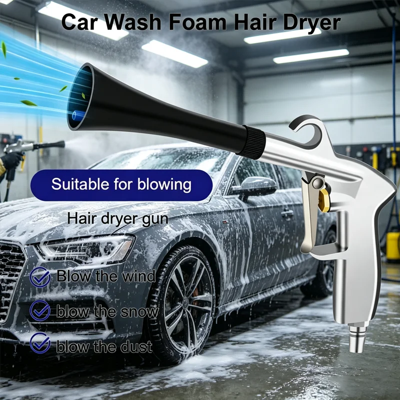 Tornado Pneumatic Dry Blower Gun With Brush High‑Pressure Dust Removal Tool For Automotive Interior And Workshop Cleaning