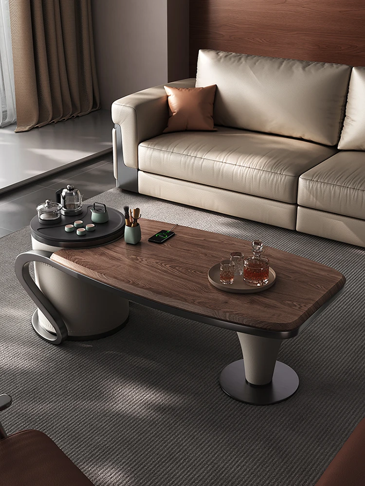 

North American walnut kung fu coffee table tea table integrated living room home solid wood designer high-end light luxury small