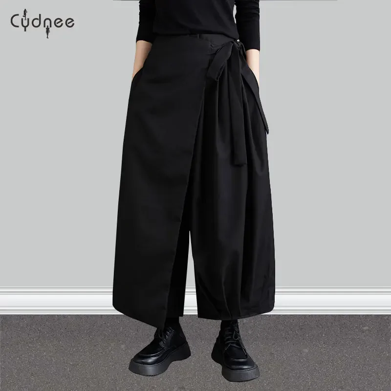 Womens Asymmetrical Autumn Winter Wide Leg Palazzo Lounge Plus Size Capris Oversized Jumpsuits Casual Loose Fit Culottes