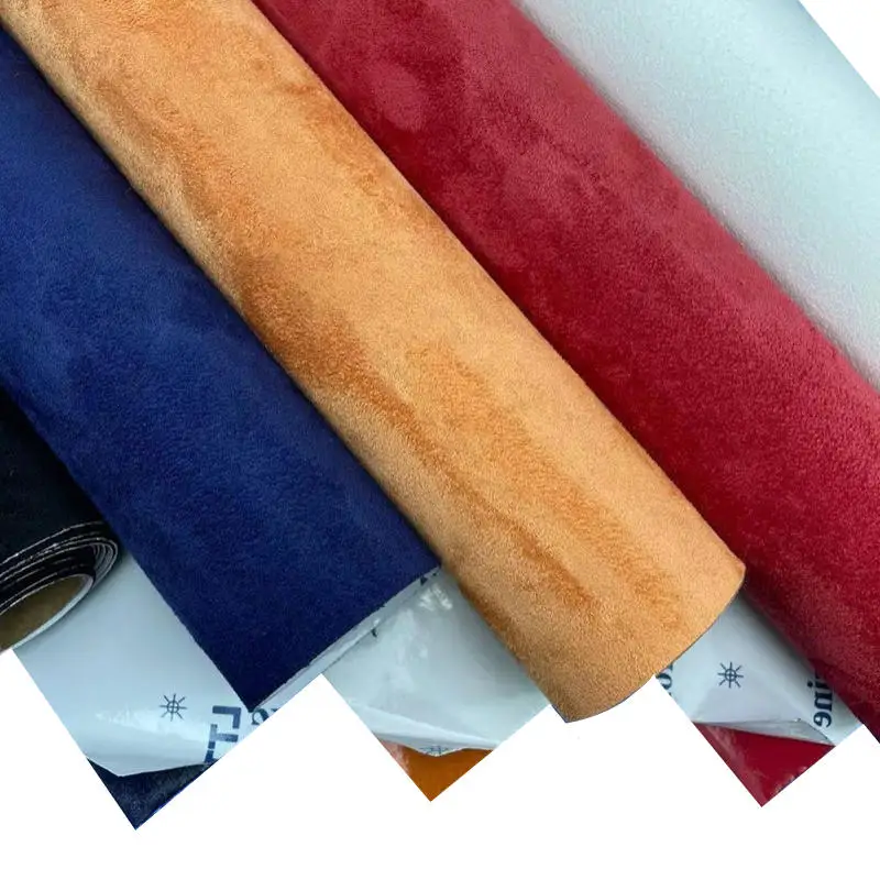 New 0.8mm Velvet Suede Fabric PVC Synthetic Self-Adhesive Leather Sticker Roll Faux Artificial Upholstery for Car Interior Bag